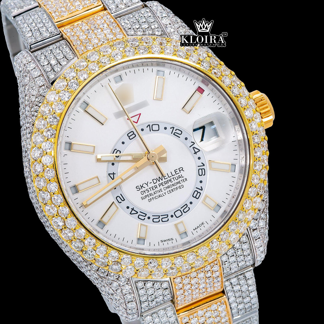 SkyGlimmer Moissanite Diamond Watch 14K Gold VVS 22 Carat 42mm Front