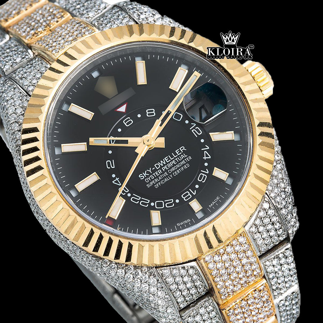 SkyLuxe Moissanite Diamond Watch 14K Gold VVS 18 Carat 42mm Front