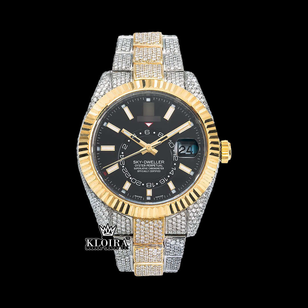 SkyLuxe Moissanite Diamond Watch 14K Gold VVS 18 Carat 42mm Front