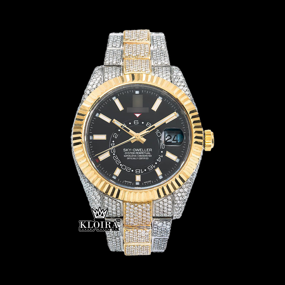 SkyLuxe Moissanite Diamond Watch 14K Gold VVS 18 Carat 42mm Front