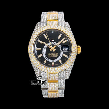 Sky Shine Moissanite Diamond Watch 14K Gold VVS 22 Carat 42mm Front View