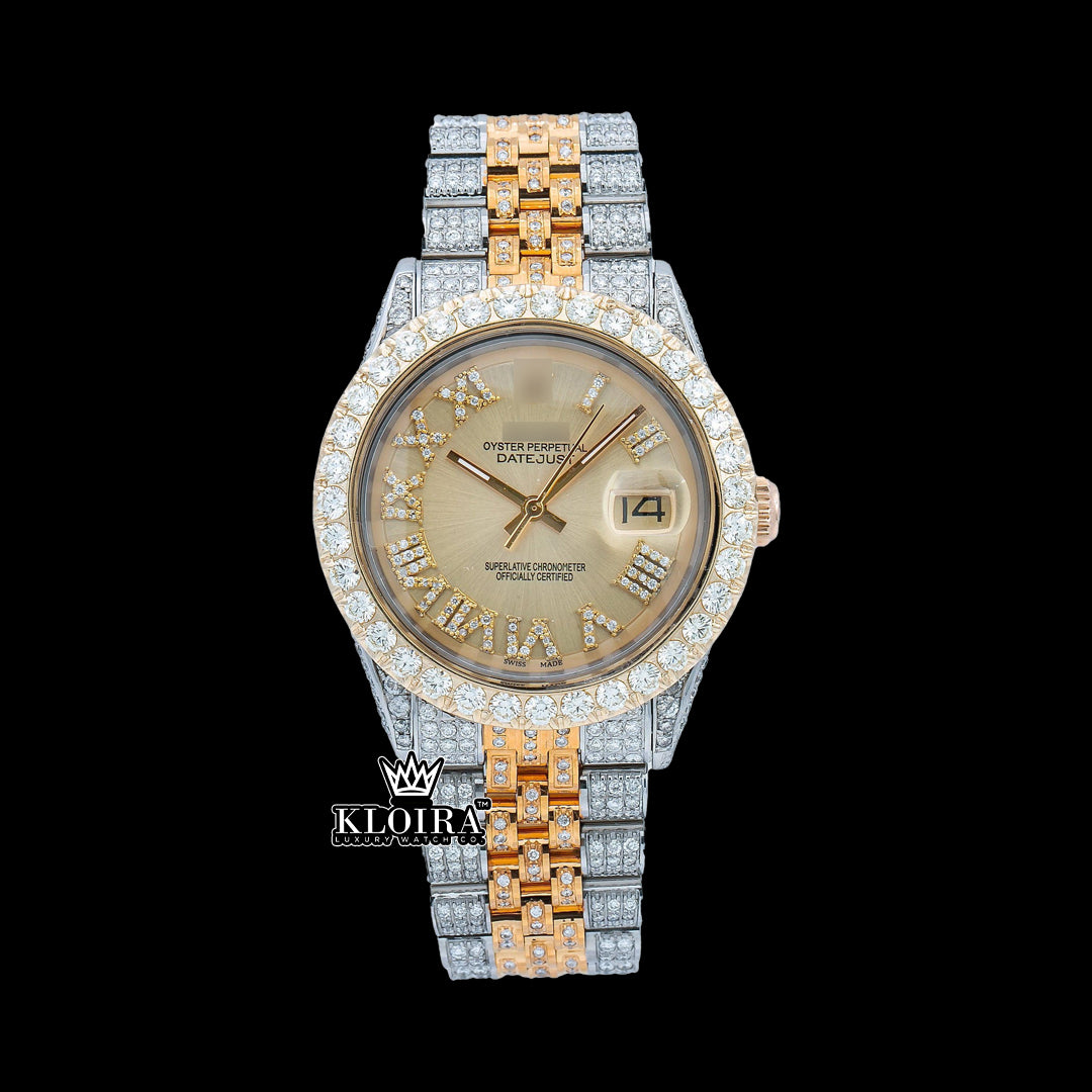 Soleil Moissanite Diamond Watch 14K Gold VVS 18 Carat 42mm Front