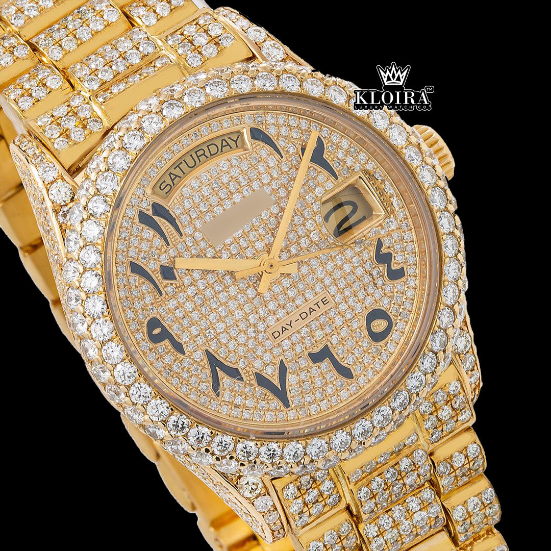Soleira Moissanite Diamond Watch 14K Gold VVS 20 Carat 42mm Front