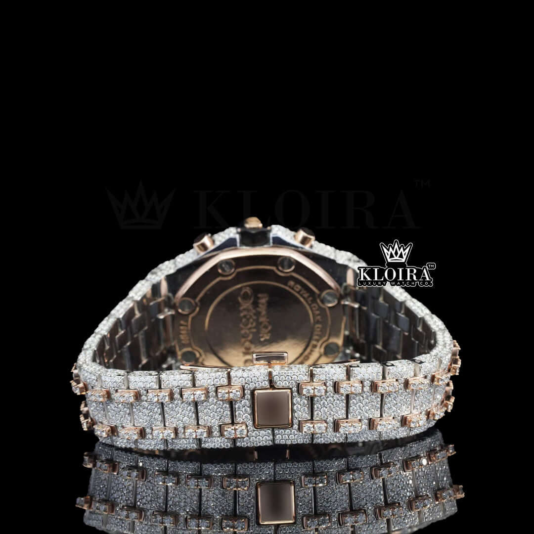 Solstice Moissanite Diamond Watch Rose 14K Gold VVS 28 Carat 42MM