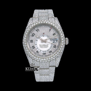 Standard Numerals White Dial Bust Down Moissanite Diamond Watch Front View