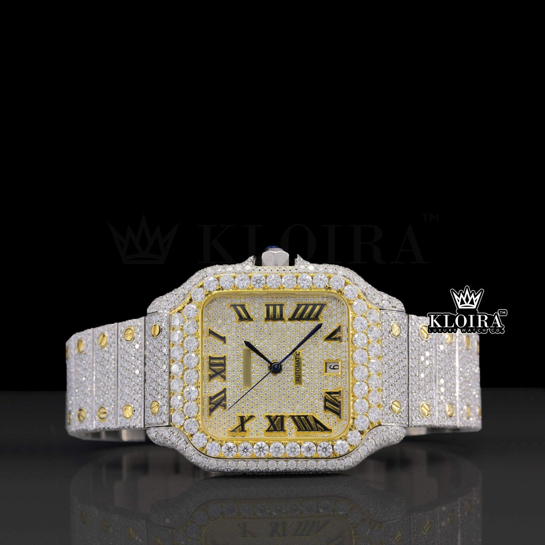Goldflare Women Natural Diamond Watch 14K Gold VVS 29 Carat 42mm Front