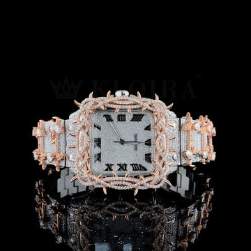 Crimson Thorn Moissanite Diamond Watch 14K Gold VVS 30 Carat 41mm Front