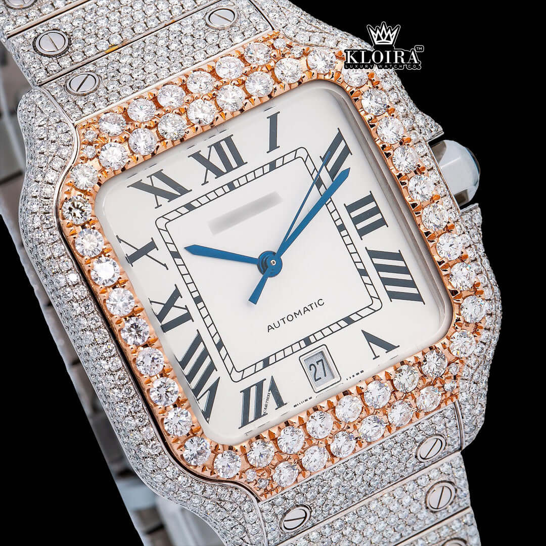 Silvan Time Moissanite Diamond Watch Silver VVS 22 Carat 42mm Men Front