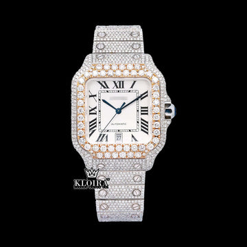 Silvan Time Moissanite Diamond Watch Silver VVS 22 Carat 42mm Men Front
