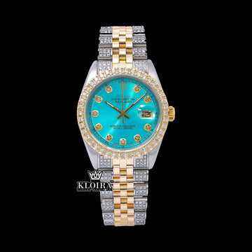 TurquoiseElegance Moissanite Diamond Watch Silver VVS 18 Carat 42mm Men Front