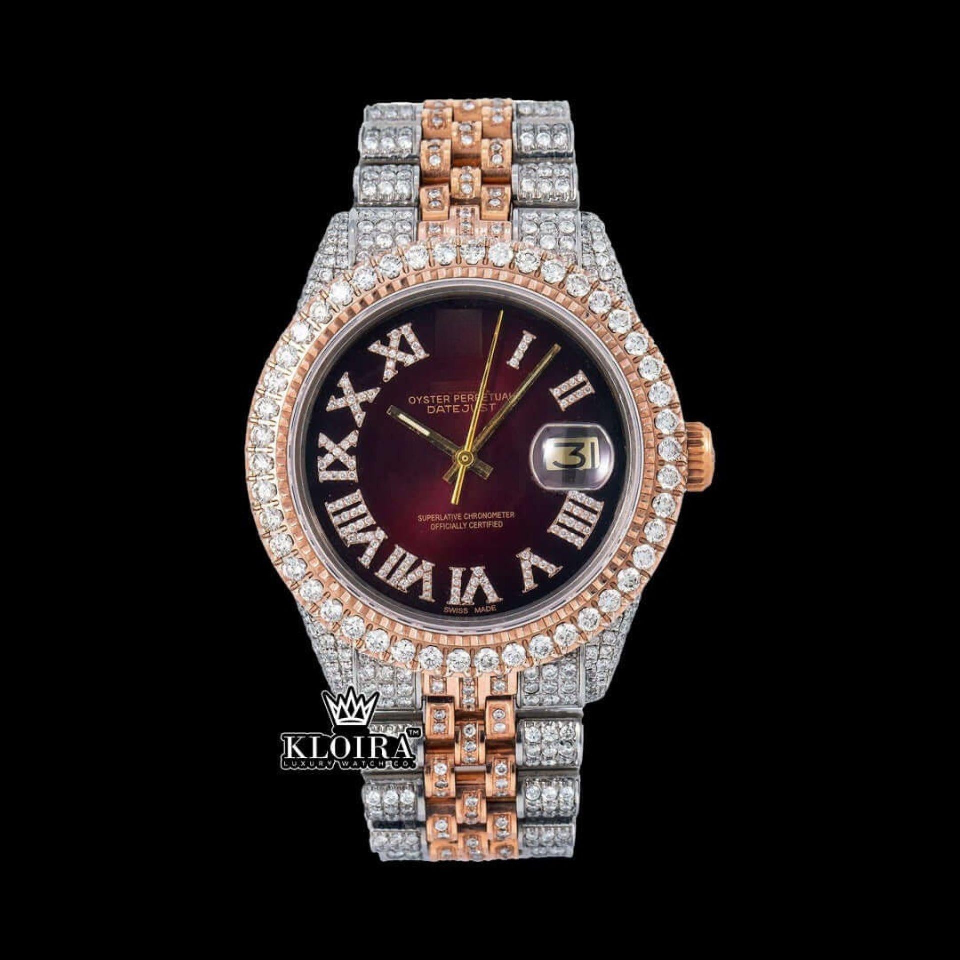 Two Tone Justdate Moissanite Watch 14K Gold 42mme Jubilee Bracelet Front View