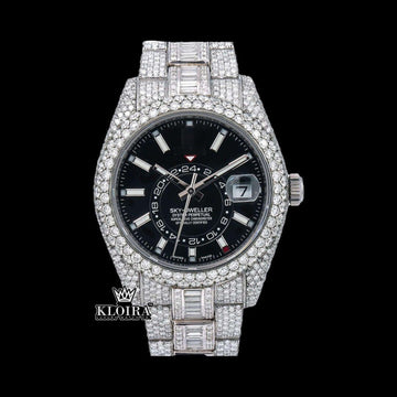 VVS Moissanite Sky-Dweller Inspired Iced Out Watch Front View