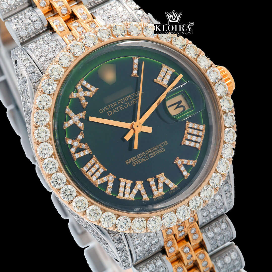 VerdantCharm Moissanite Diamond Watch 14K Gold VVS 20 Carat 42mm Front