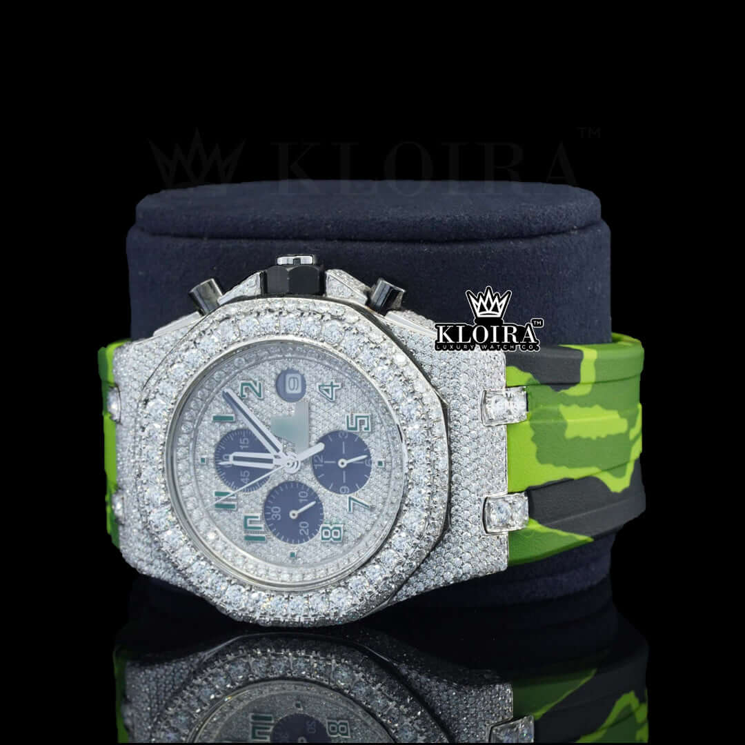 Viper Moissanite Diamond Watch 14K Gold VVS 14 Carat 42mm Front