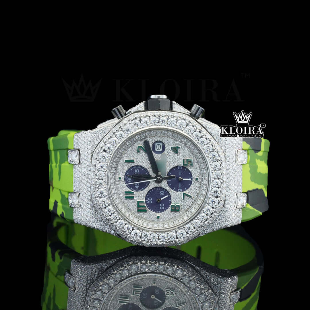 Viper Moissanite Diamond Watch 14K Gold VVS 14 Carat 42mm Front