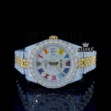 VividGleam Moissanite Diamond Watch 14K Gold VVS 20 Carat 42mm Front