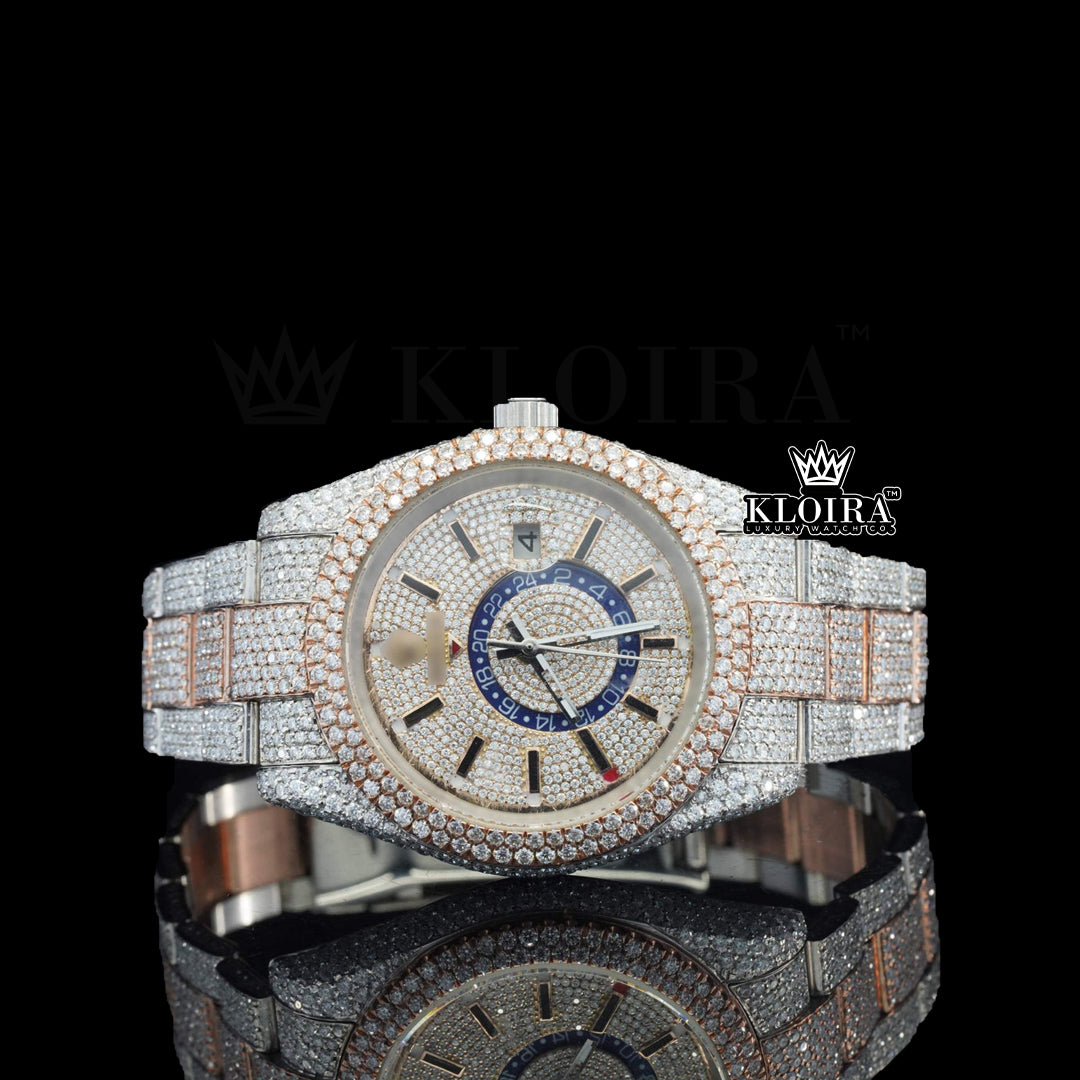Voyager Moissanite Diamond Watch Rose 14K Gold VVS 31 Carat 42mm Front