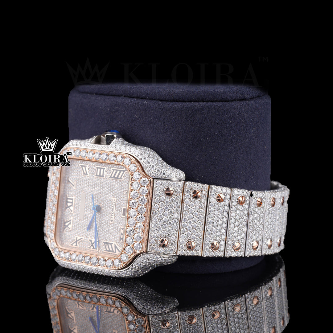 Front View of Women's Moissanite Cartier Watch 