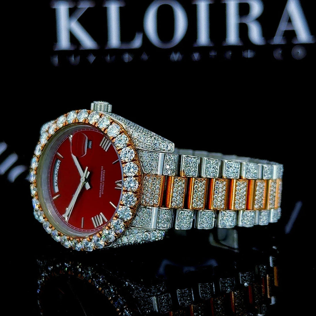Womens Moissanite Rolex Watch Front View
