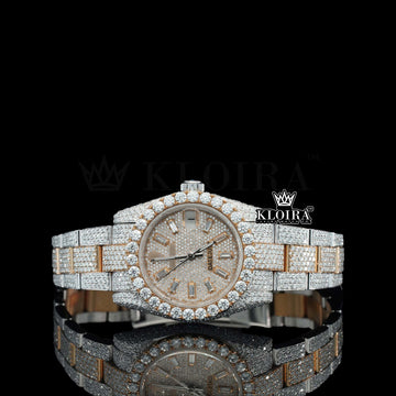 highlighting Moissanite Diamond Watch 14K Gold VVS 22 Carat 42mm Front