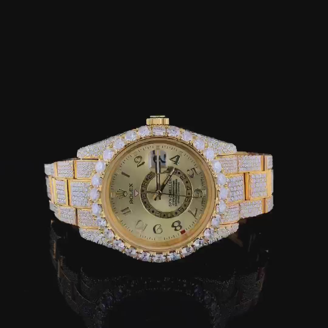 Golden Hour Moissanite Diamond Watch 14K Gold VVS 18 Carat 42mm