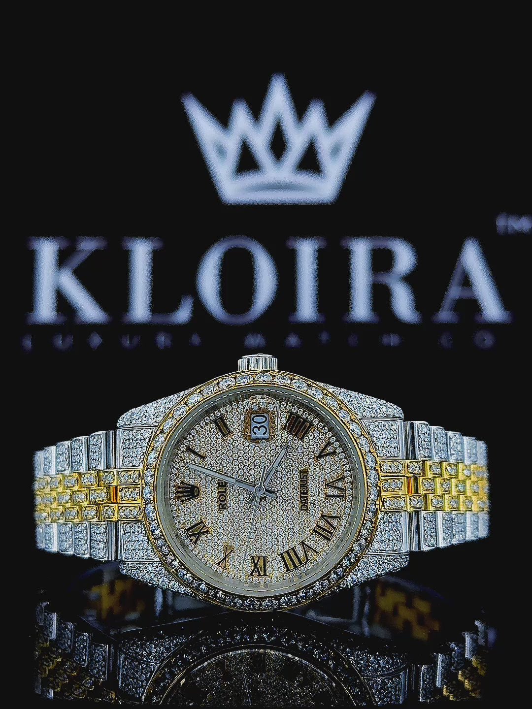 Mens Rolex Moissanite Watch 360 View Video.
