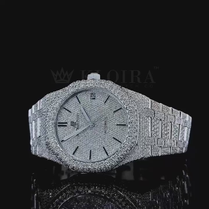 Audemars Piguet Royal Oak Silver 41mm Diamond Studded Swiss Made Silver Dial Watch