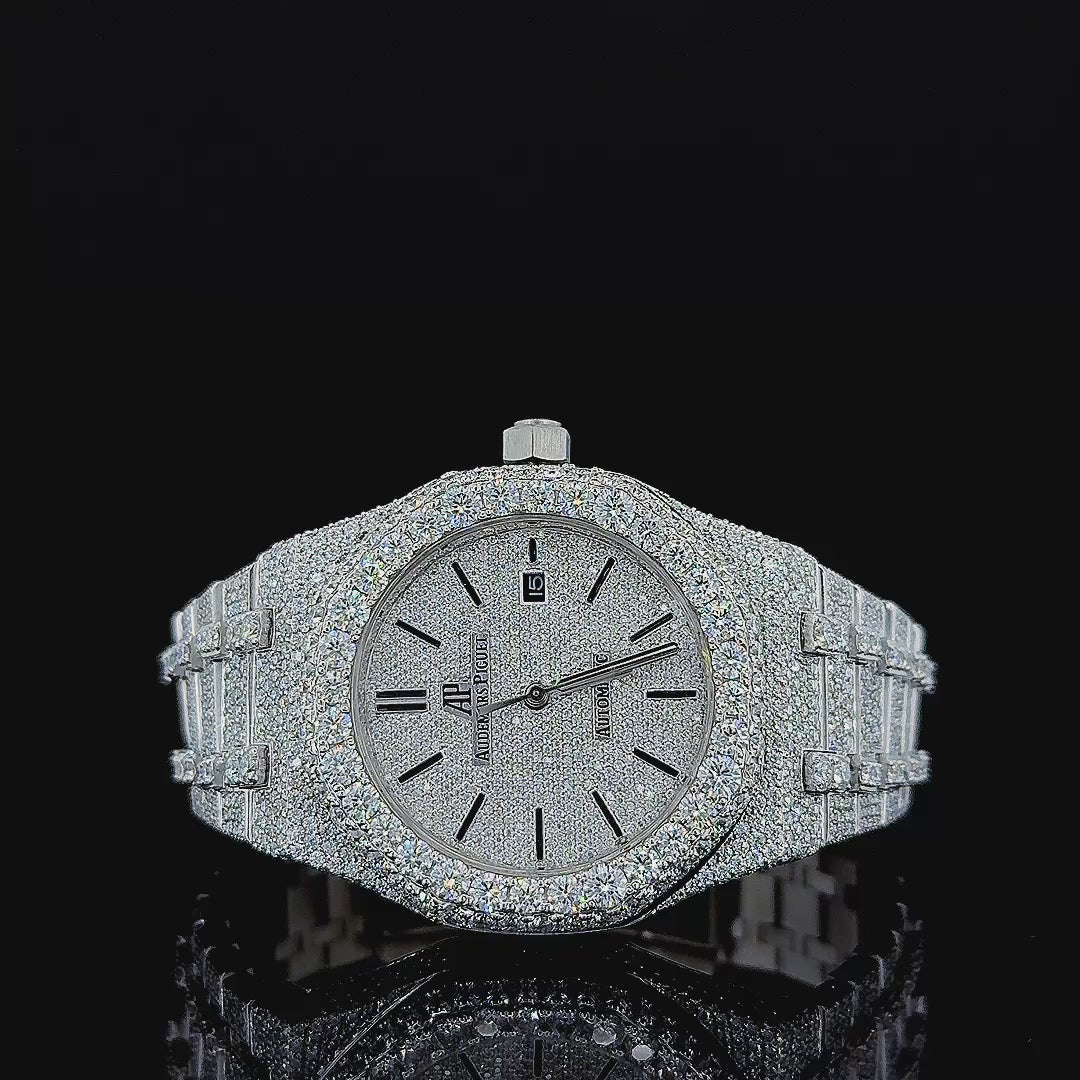 AP Diamond Watch Polar Brilliance Royal Oak 14K Gold VVS 29 Carat 41mm
