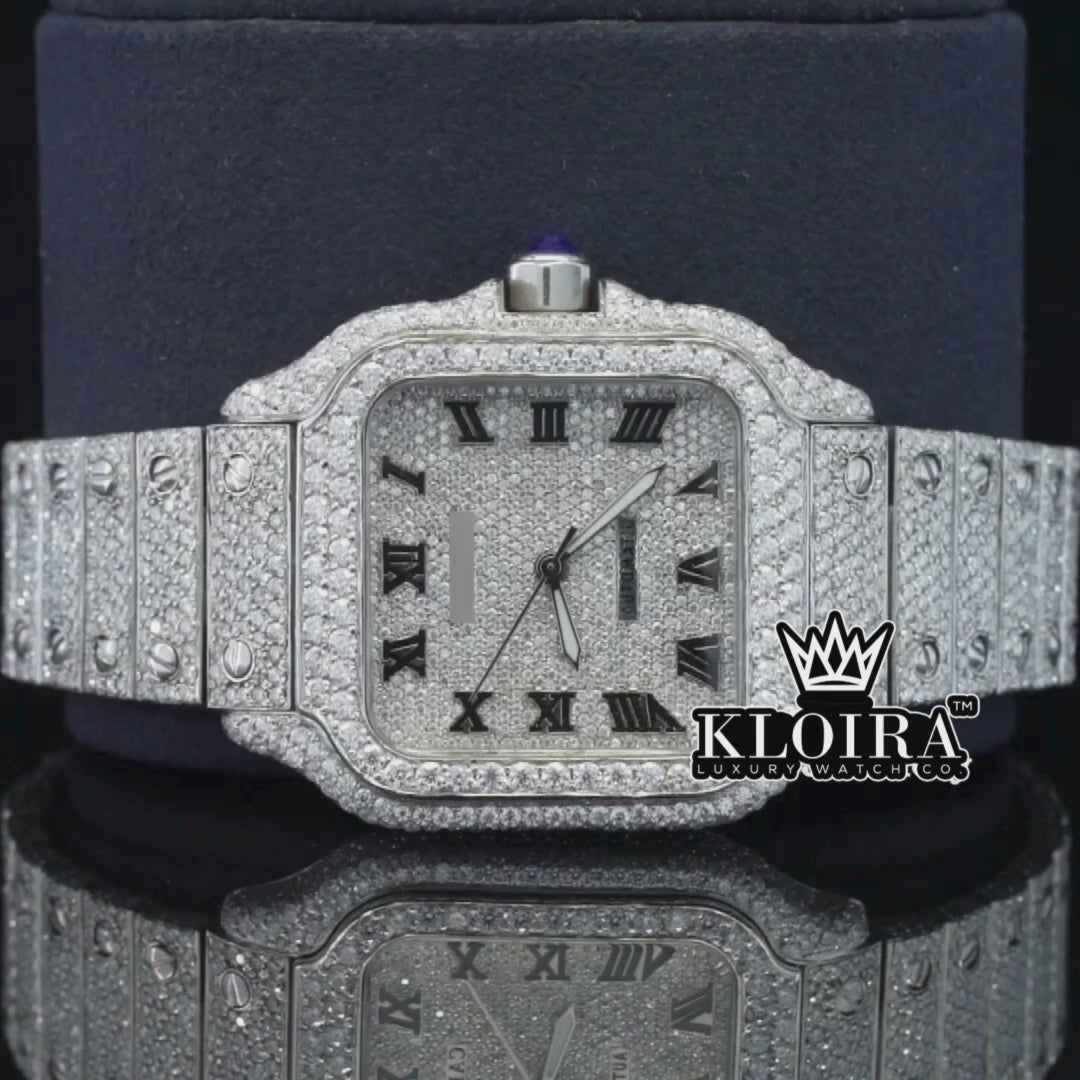 SilverLattice Moissanite Diamond Watch 14K Gold VVS 22 Carat 42mm