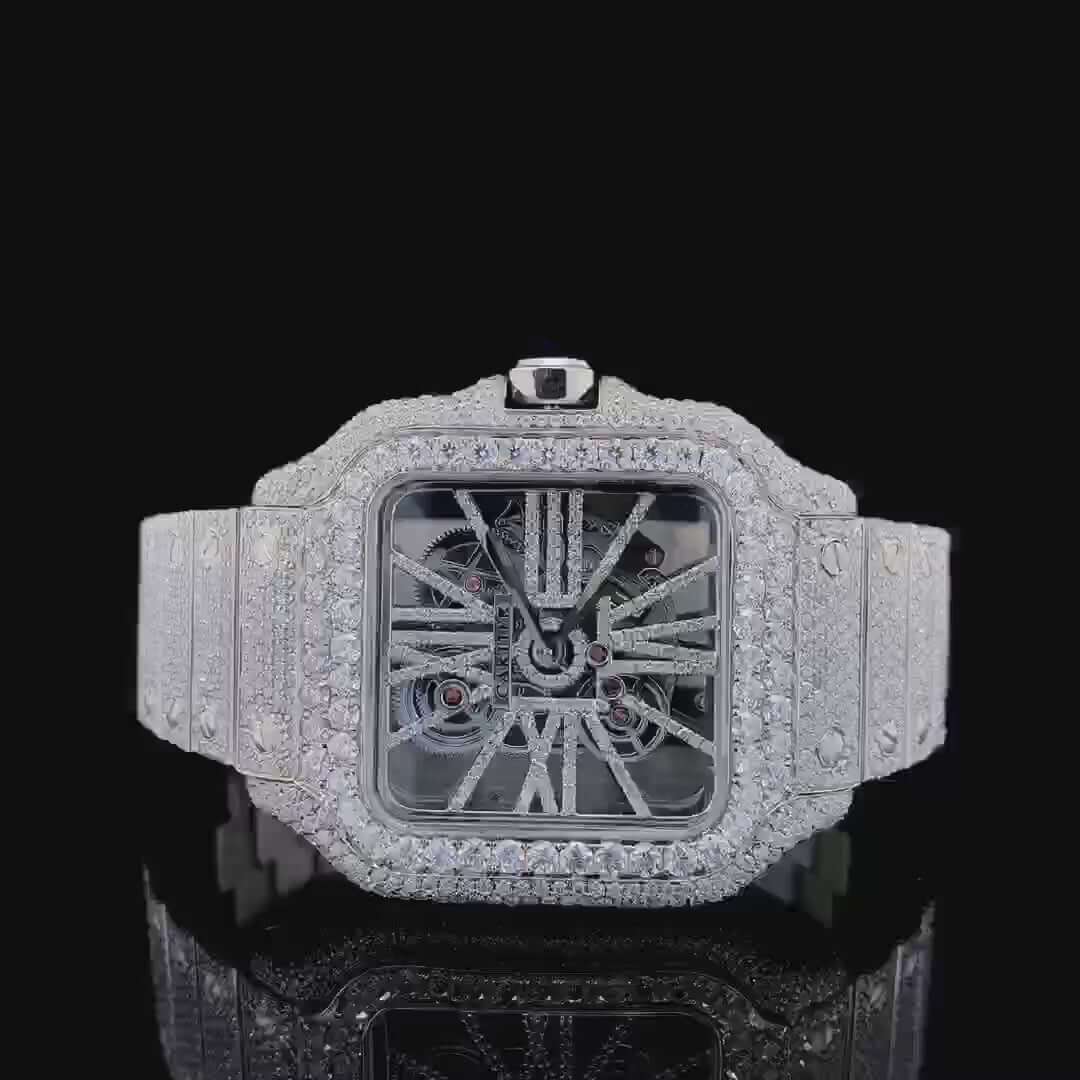 Luminex Frame Moissanite Diamond Watch 14K Gold VVS 24 Carat 42mm
