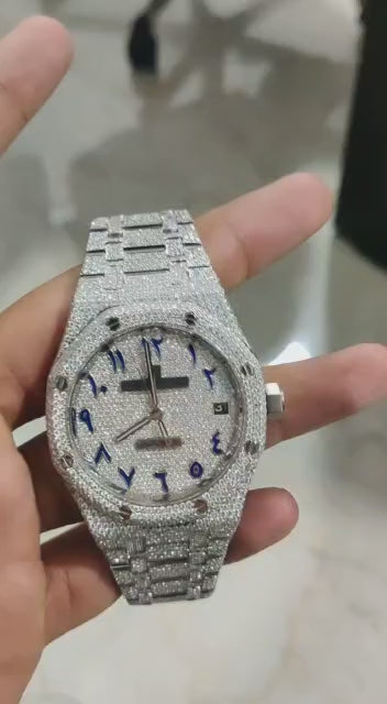Blue Radiance Natural Diamond Watch 14KGold VVS 29 Carat 36mm Men

