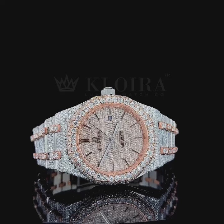 Audemars Piguet Royal Oak Rose Silver 41mm Diamond Studded Swiss Made Light Rose Dial Watch