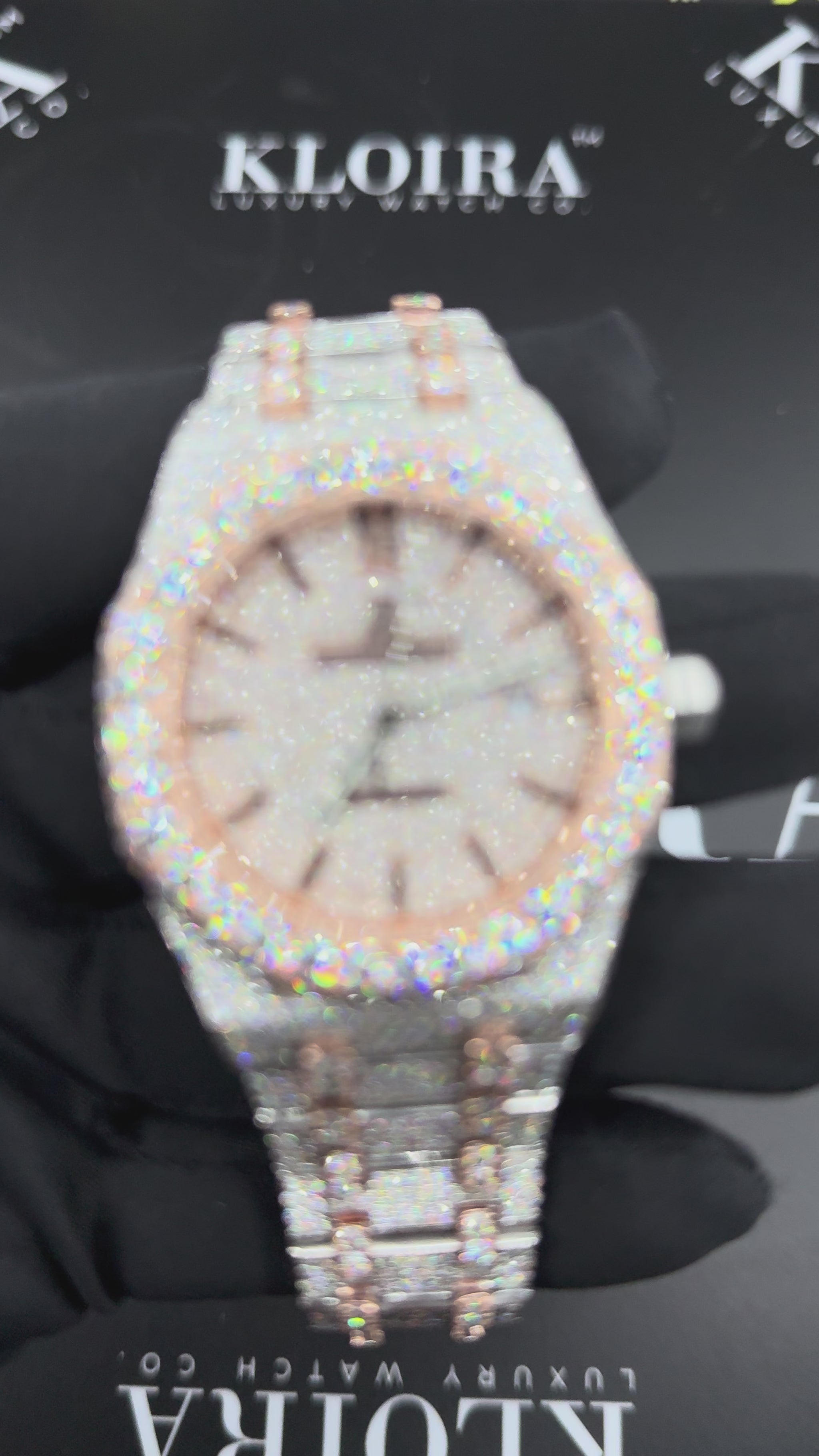AP Moissanite Watch Rose Glimmer Royal Oak 14K Gold VVS 29 Carat 41mm