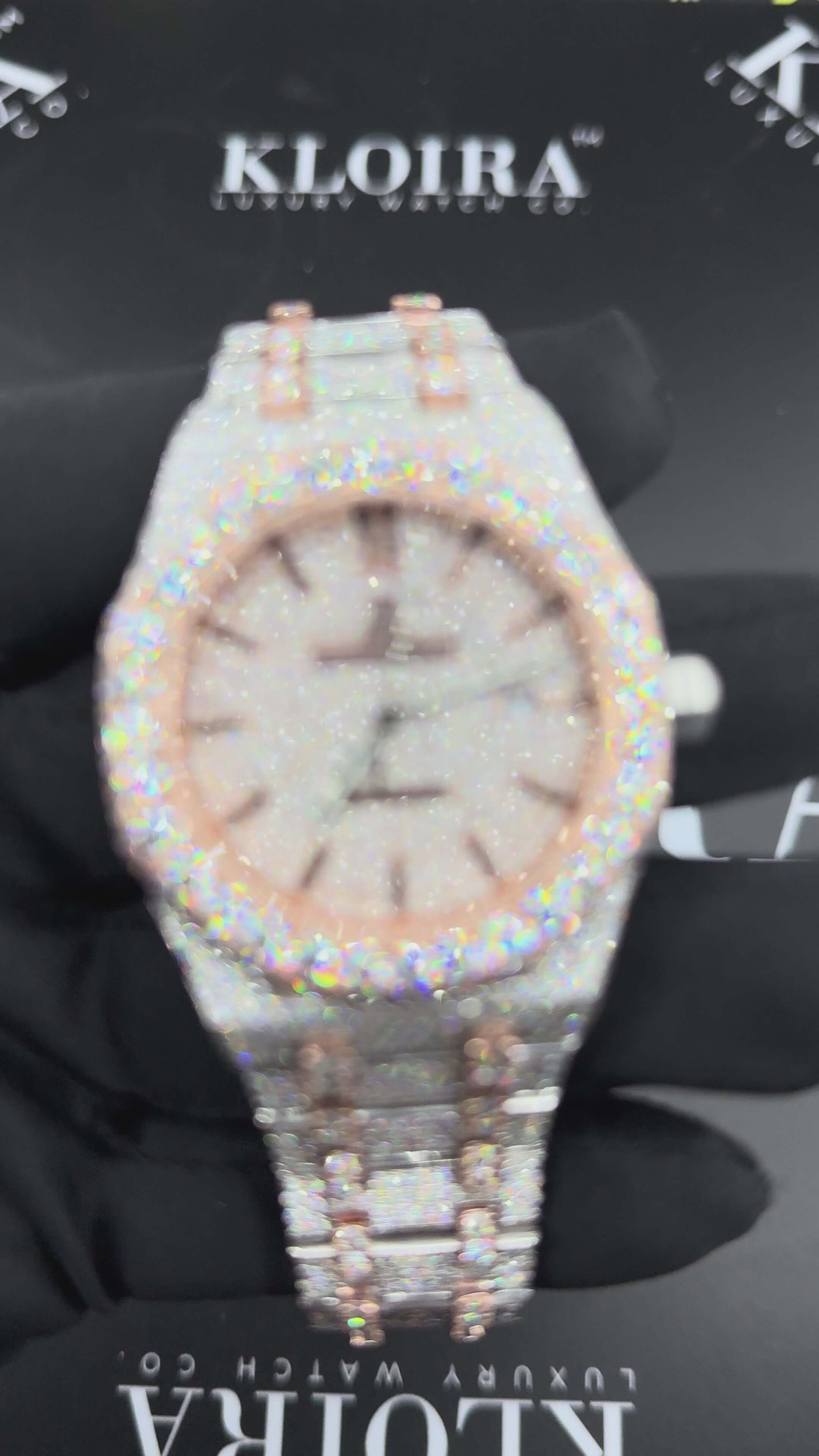AP Moissanite Watch Rose Glimmer Royal Oak 14K Gold VVS 29 Carat 41mm