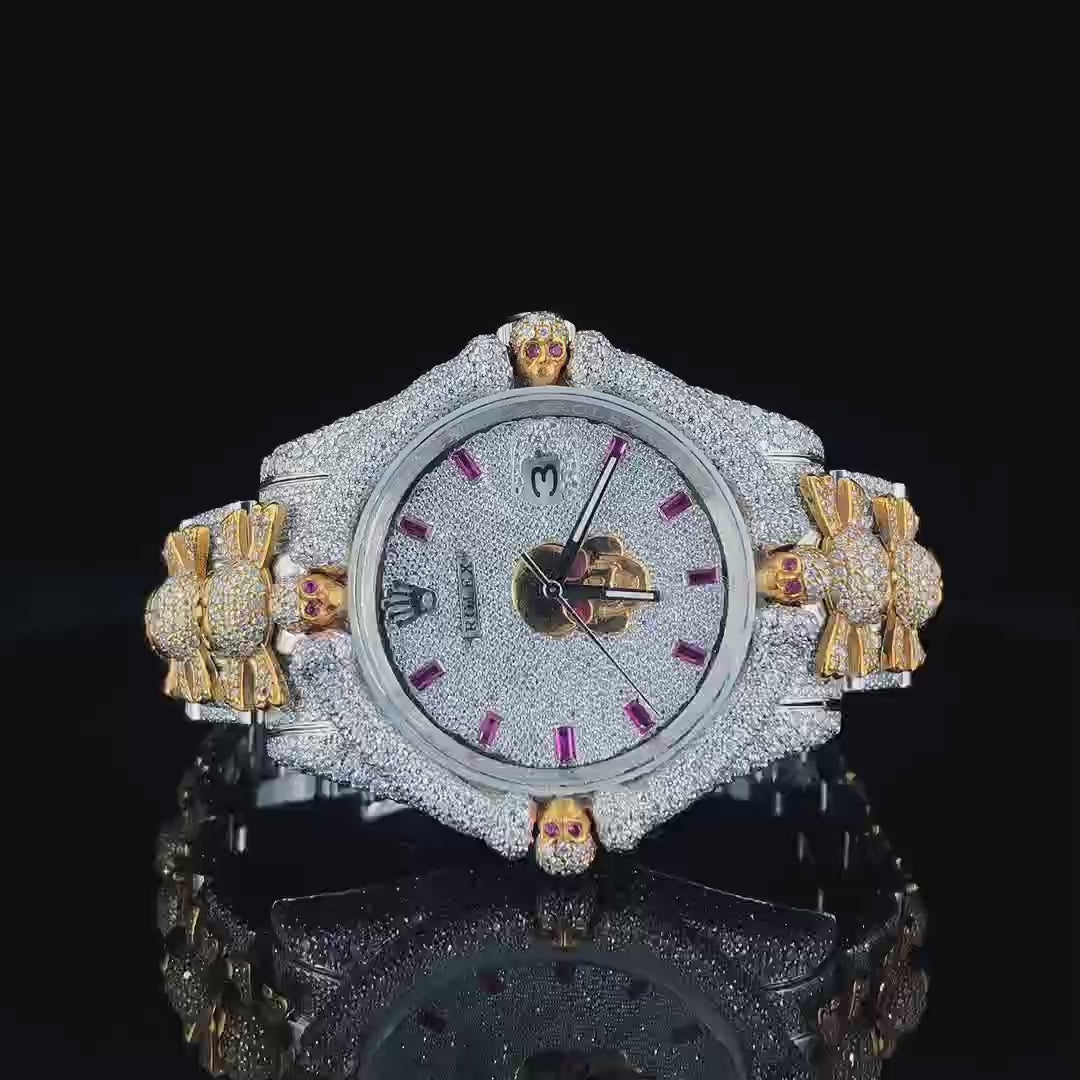 Rolex Men Artisan Moissanite Diamond Watch 14K Gold VVS 30 Carat 42mm