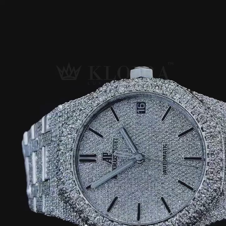 Audemars Piguet Royal Oak Silver 41mm Diamond Studded Swiss Made Silver Dial Watch