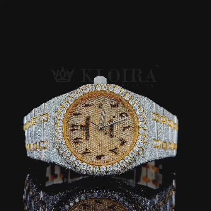 Audemars Piguet Royal Oak Women Yellow silver 36mm Diamond Studded Swiss Made Date Window Watch