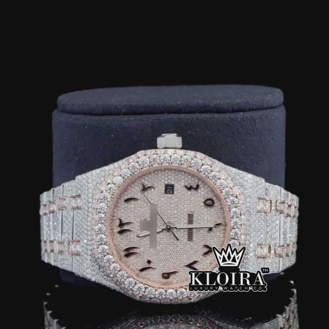GlitzKing Moissanite Diamond Watch Silver VVS 22 Carat 42mm Men