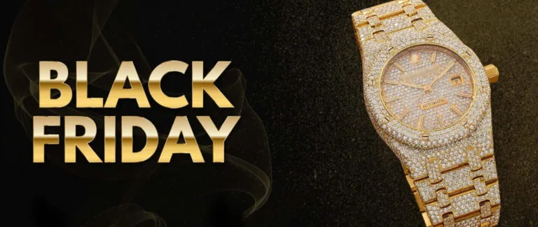 Black Friday Moissanite Sale on luxury diamond-studded watch
