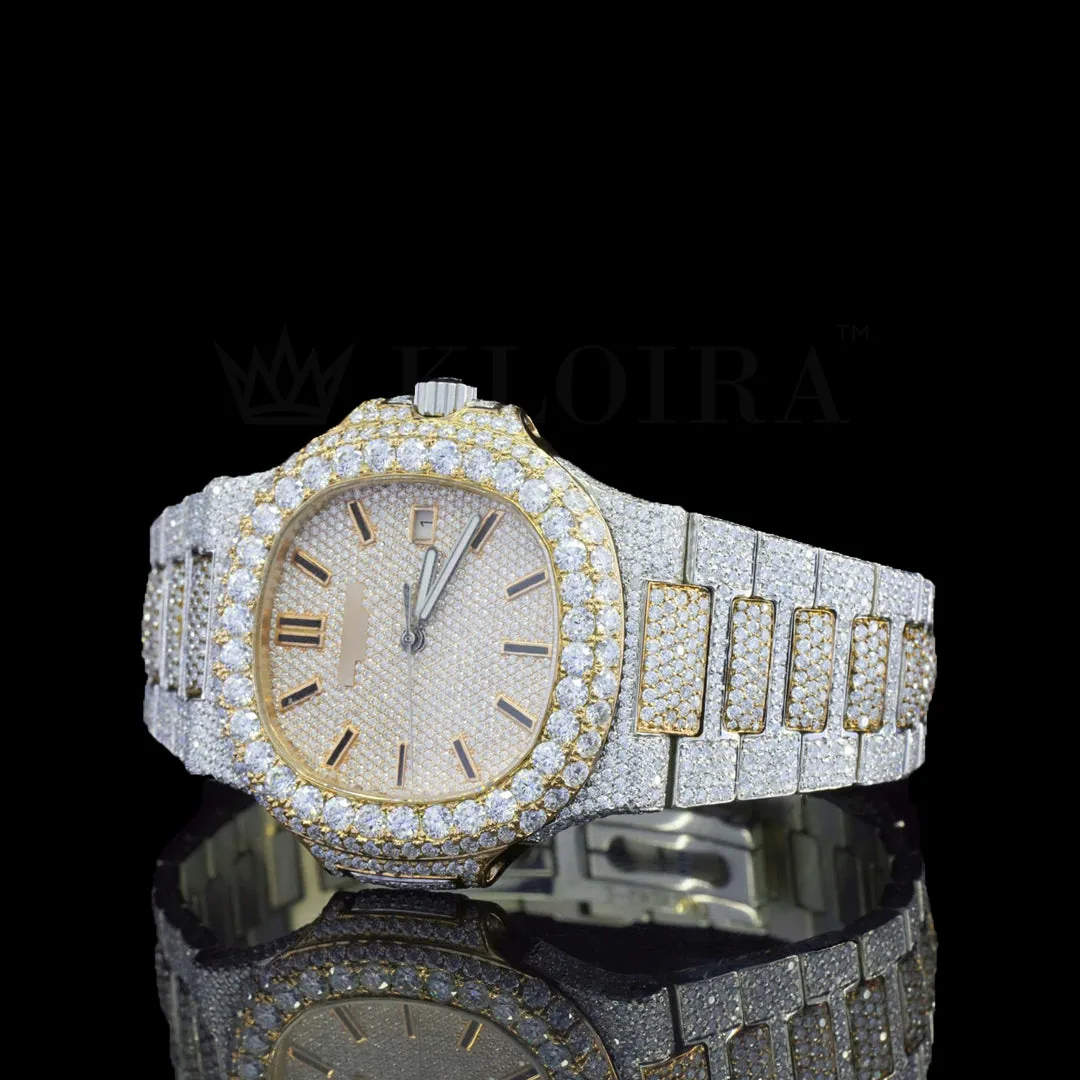 mGoldchrono Moissanite Diamond Watch