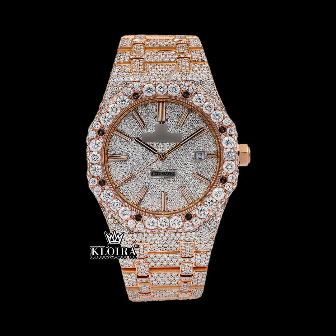 Radiantor Moissanite Diamond Watch 14K Gold VVS 22 Carat 42mm Front