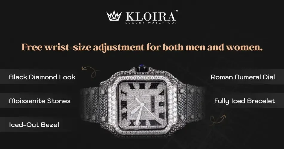 Iced out Cartier Roman Dial moissanite watch for men and women
