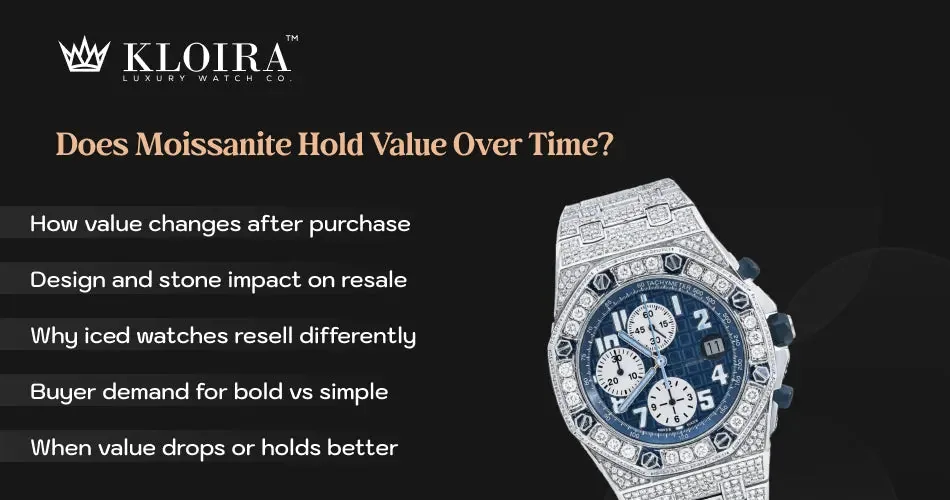 Does moissanite hold value over time in luxury watches and resale market?