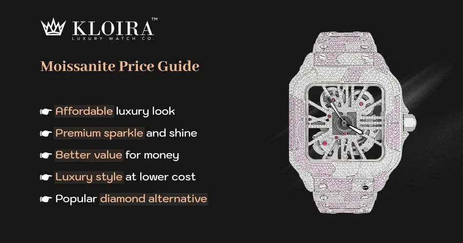moissanite price guide featuring affordable luxury watches with premium sparkle
