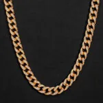 10mm Round Moissanite Cuban Link Chain Goldrush in 14K Yellow Gold Closeup Front