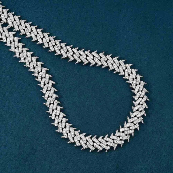 10mm Round Moissanite Cuban Link Chain Luminor in 14K Yellow Gold Closeup