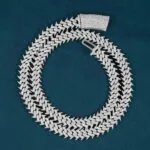 10mm Round Moissanite Cuban Link Chain Luminor in 14K Yellow Gold