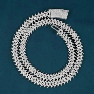 10mm Round Moissanite Cuban Link Chain Luminor in 14K Yellow Gold