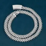 10mm Round Moissanite Cuban Link Chain Luminor in 14K Yellow Gold Full Back