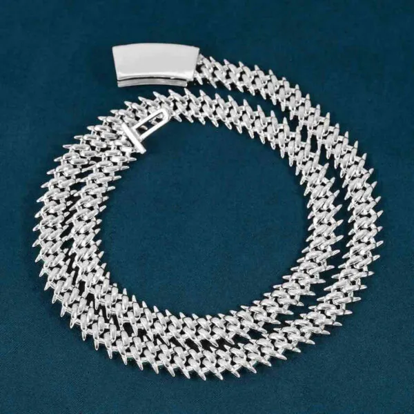 10mm Round Moissanite Cuban Link Chain Luminor in 14K Yellow Gold Full Back